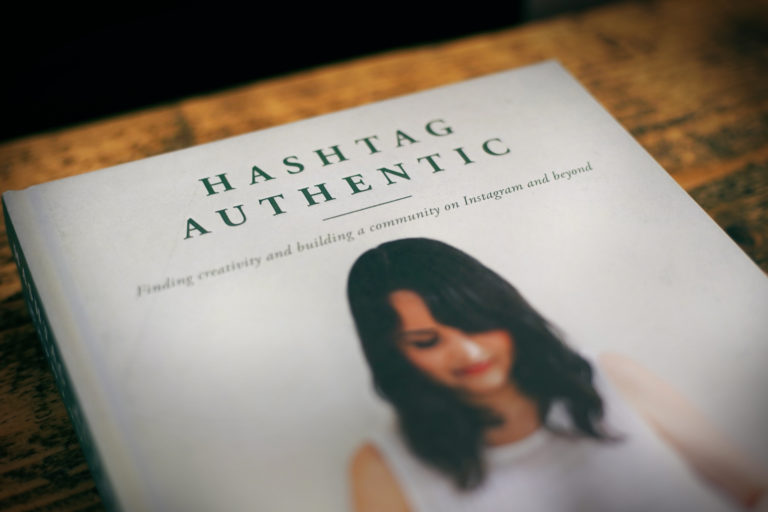 Close up of Hashtag Authentic book