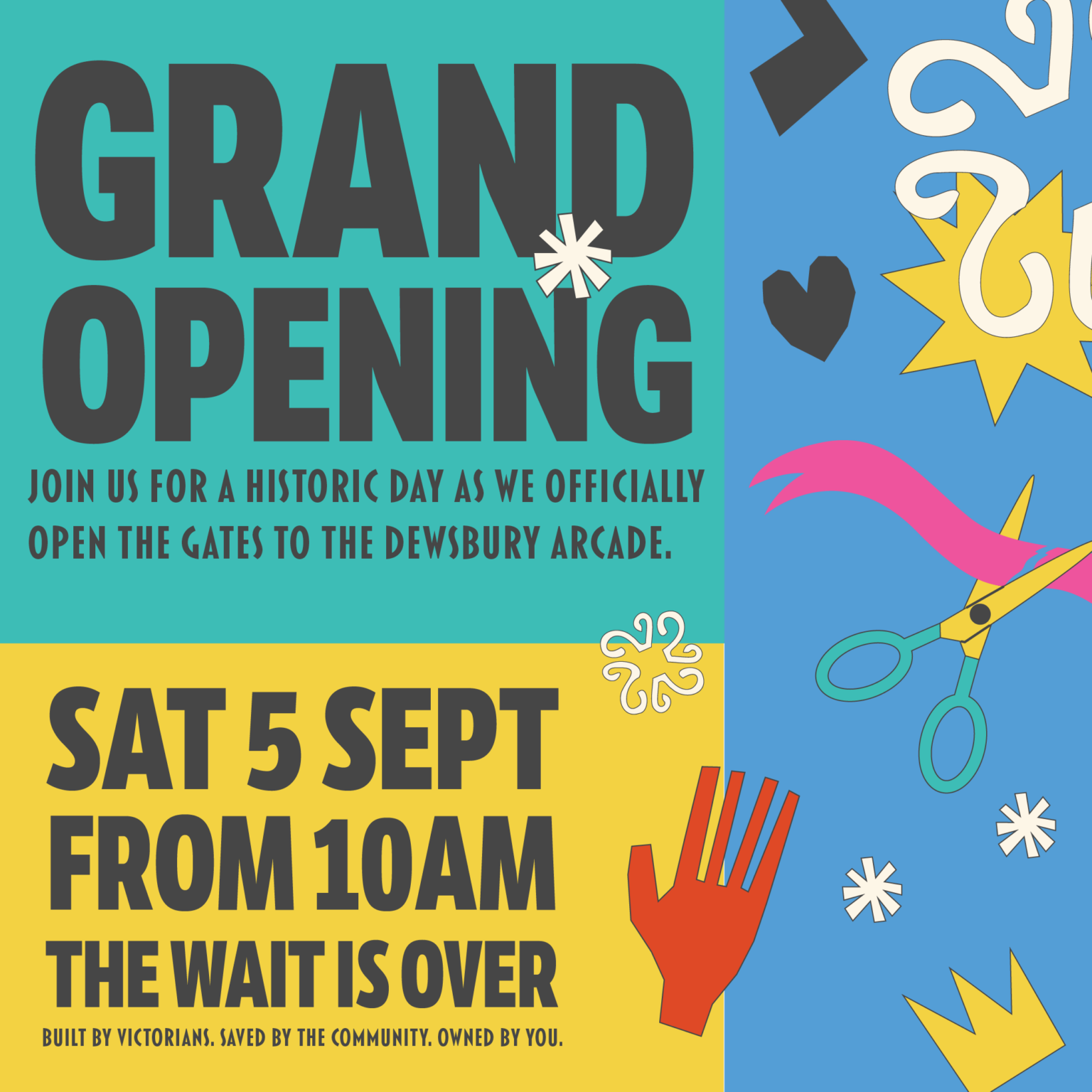A graphic with text about the event